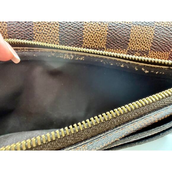 LOUIS VUITTON Damier Ebine Canvas Leather Red Emilie Wallet FAST USA SHIPPING - Picture 9 of 14